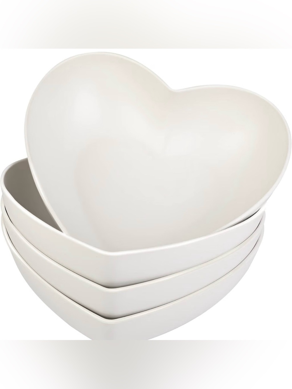Bamboo Big Heart-shaped Bowls White Deep Heart Plates - 4 Count